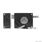 Fechadura tetra de sobrepor para portão cromada preta Aliança