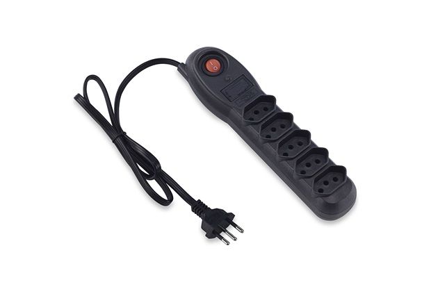 Filtro de Linha com 5 Tomadas Slim Preto Bivolt