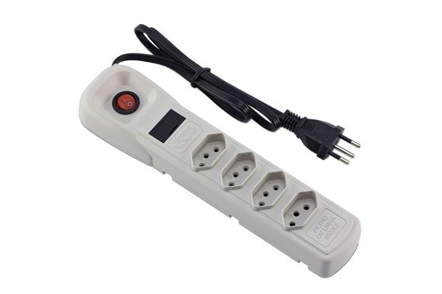 Filtro de Linha com Protetor Bivolt 4 Tomadas Cinza