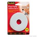 Fita dupla face Fixa Forte Scotch 12mm x 5 metros branca 3M