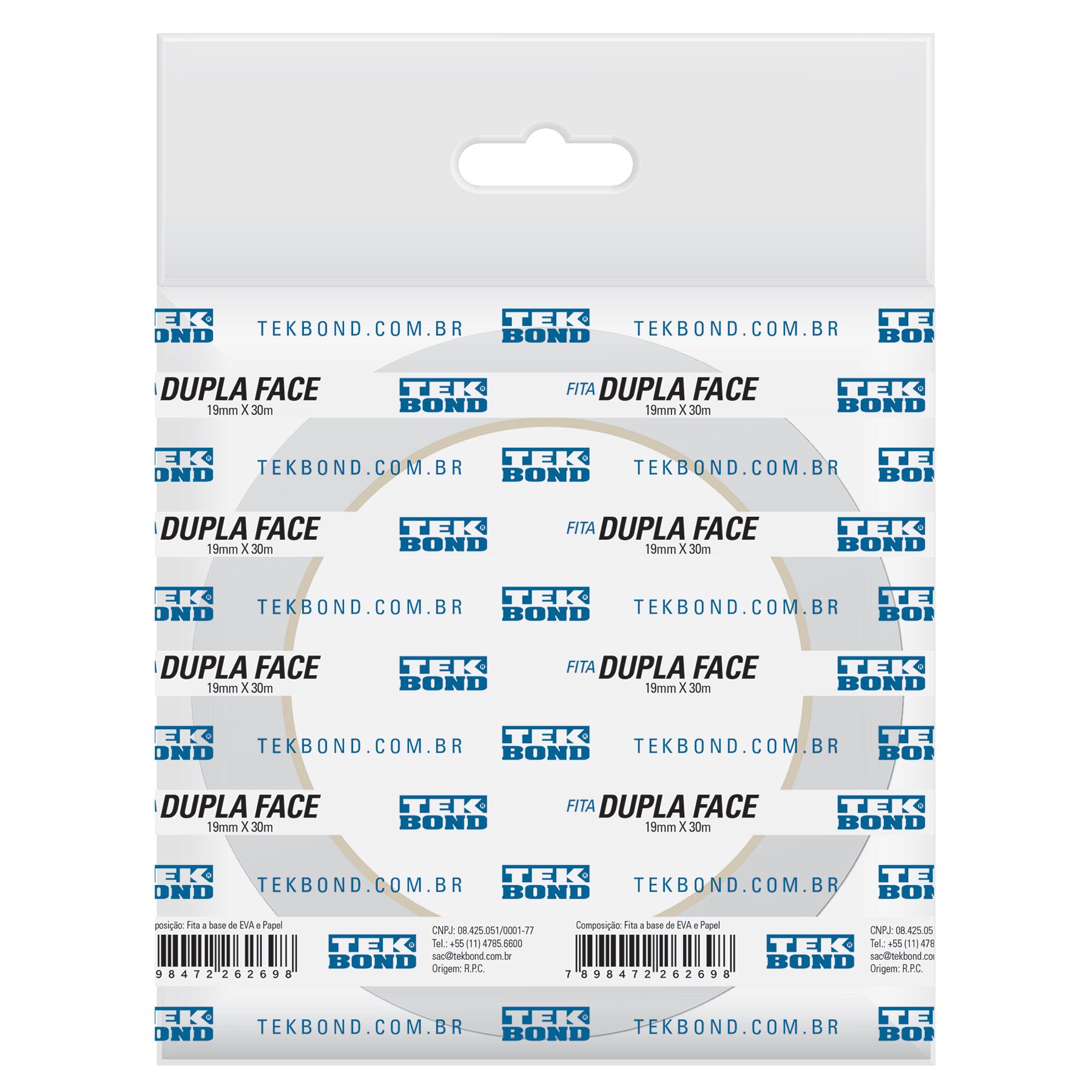 Fita Dupla Face Papel Incolor 19mm x 30m Tekbond