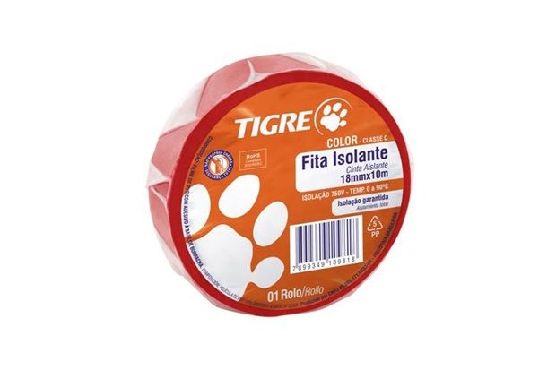 Fita Isolante Color Vermelho 10m