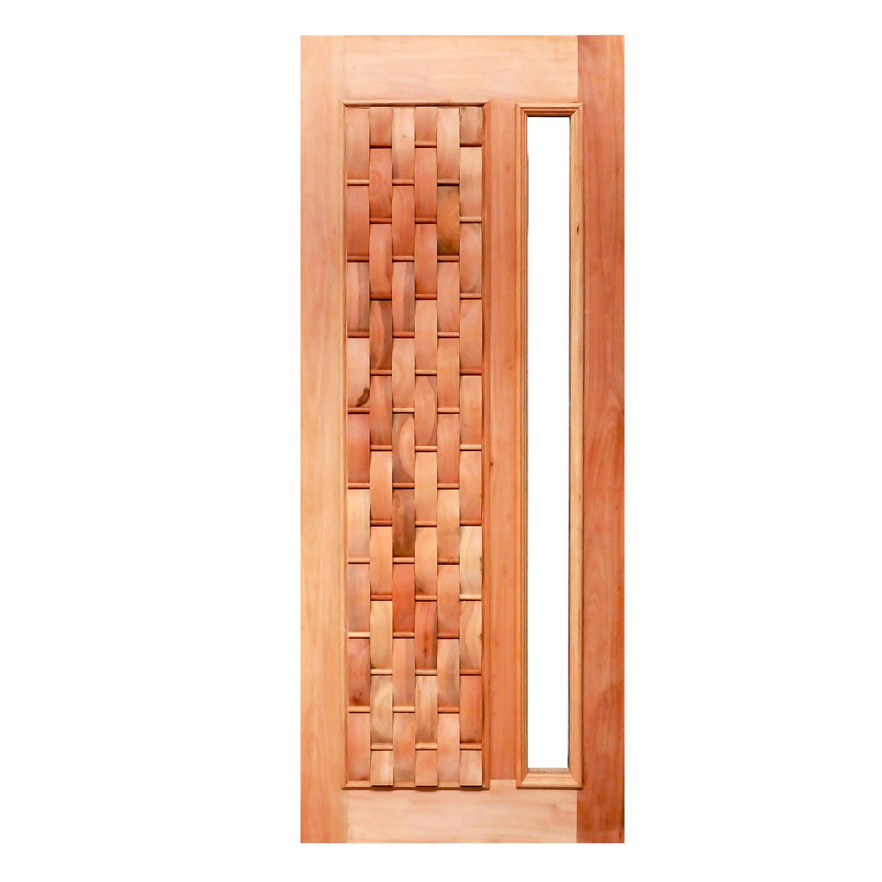 Folha de Porta de Giro Decorada de Madeira Eucalipto 2,10 x 0,90m SM Esquadrias