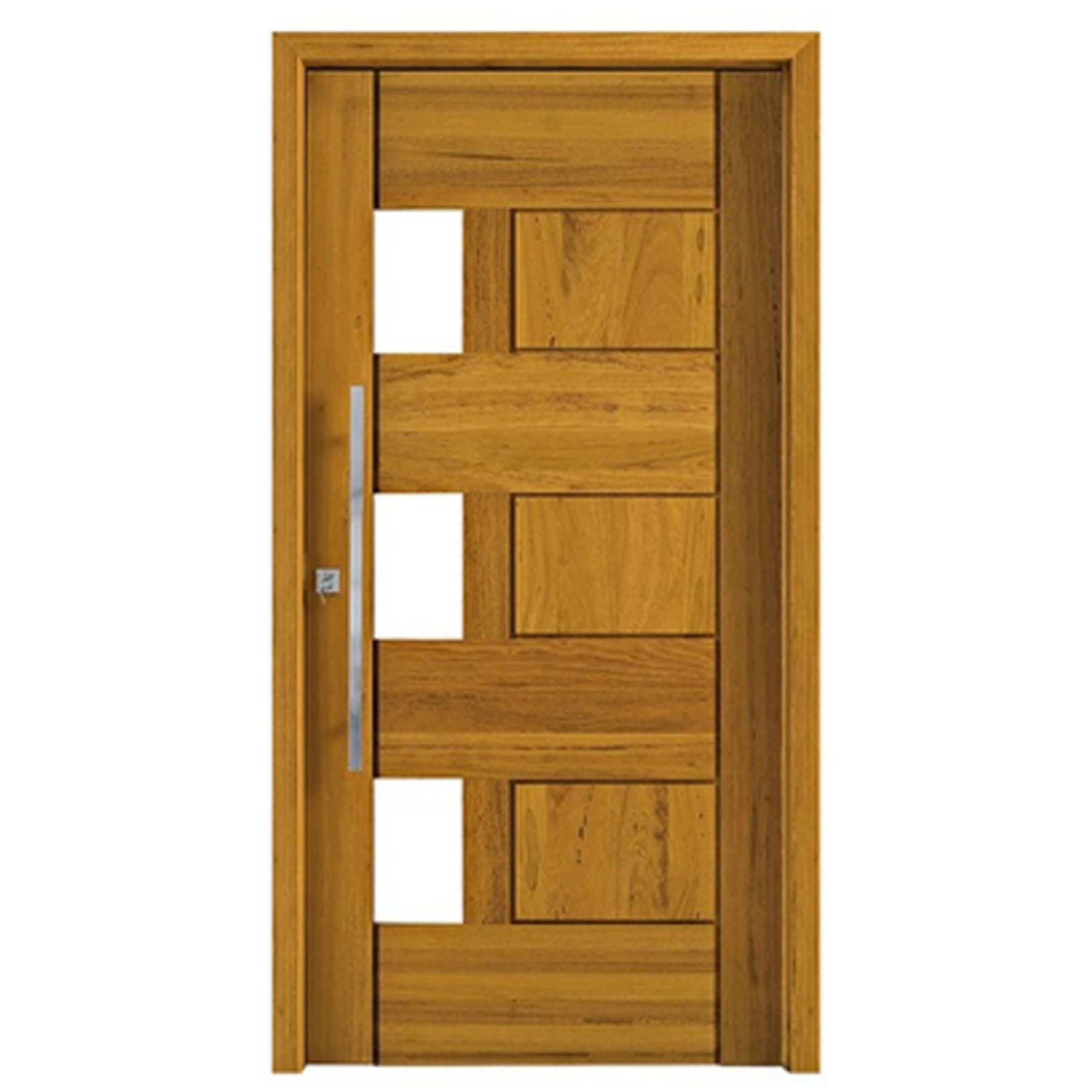 Folha de Porta Pivotante Decorada com Visor de Madeira Angelim 2,10x1,20m Cruzeiro