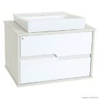 Gabinete 64x49cm com cuba quadrada de apoio pérola Scalline