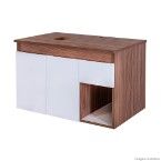 Gabinete Artesan 75cm para cuba de apoio gris montano e branco Scalline