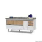 Gabinete de cozinha 180cm Fiesta branco e madeira Bonatto