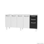 Gabinete de cozinha Apolo de aço para pia 200 montado preto Cozimax