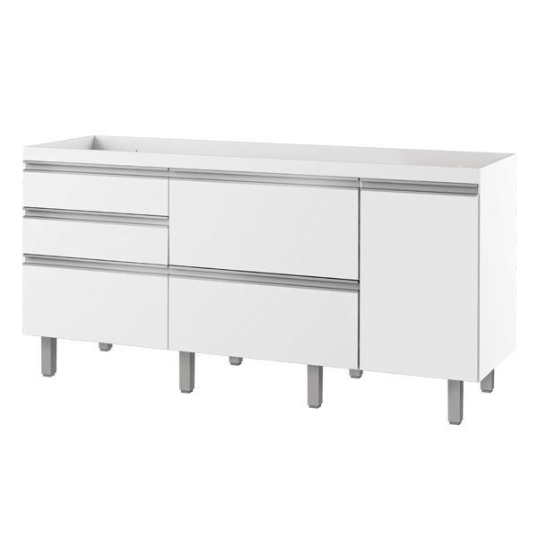 Gabinete de Cozinha Madeira Branco 85x174x54cm Cozimax