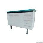 Gabinete de cozinha Sonic 120cm branco com faixa preta Bonatto