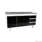 Gabinete de cozinha Veneza para pia 180cm branco e preto Bonatto