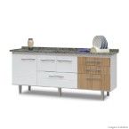 Gabinete Life para pia 200cm nogal Bonatto