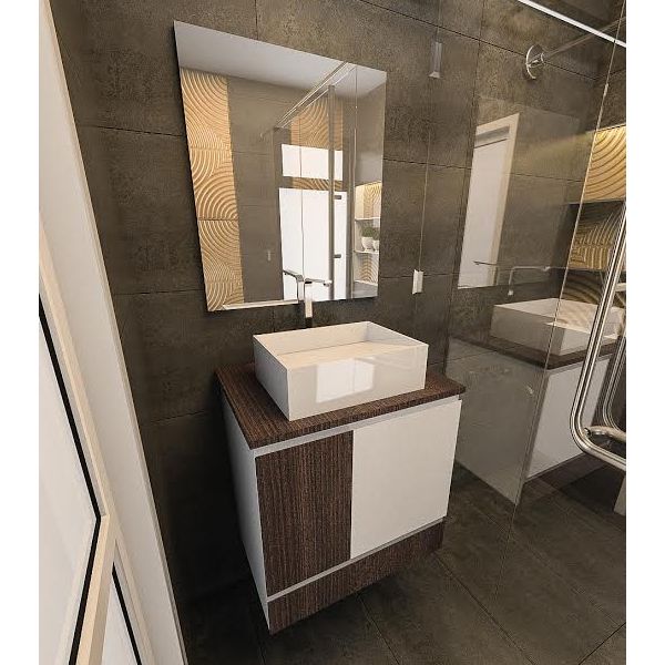 Gabinete para Banheiro 60x60x45cm Barcelona Branco Tx e Tempranillo Venturi