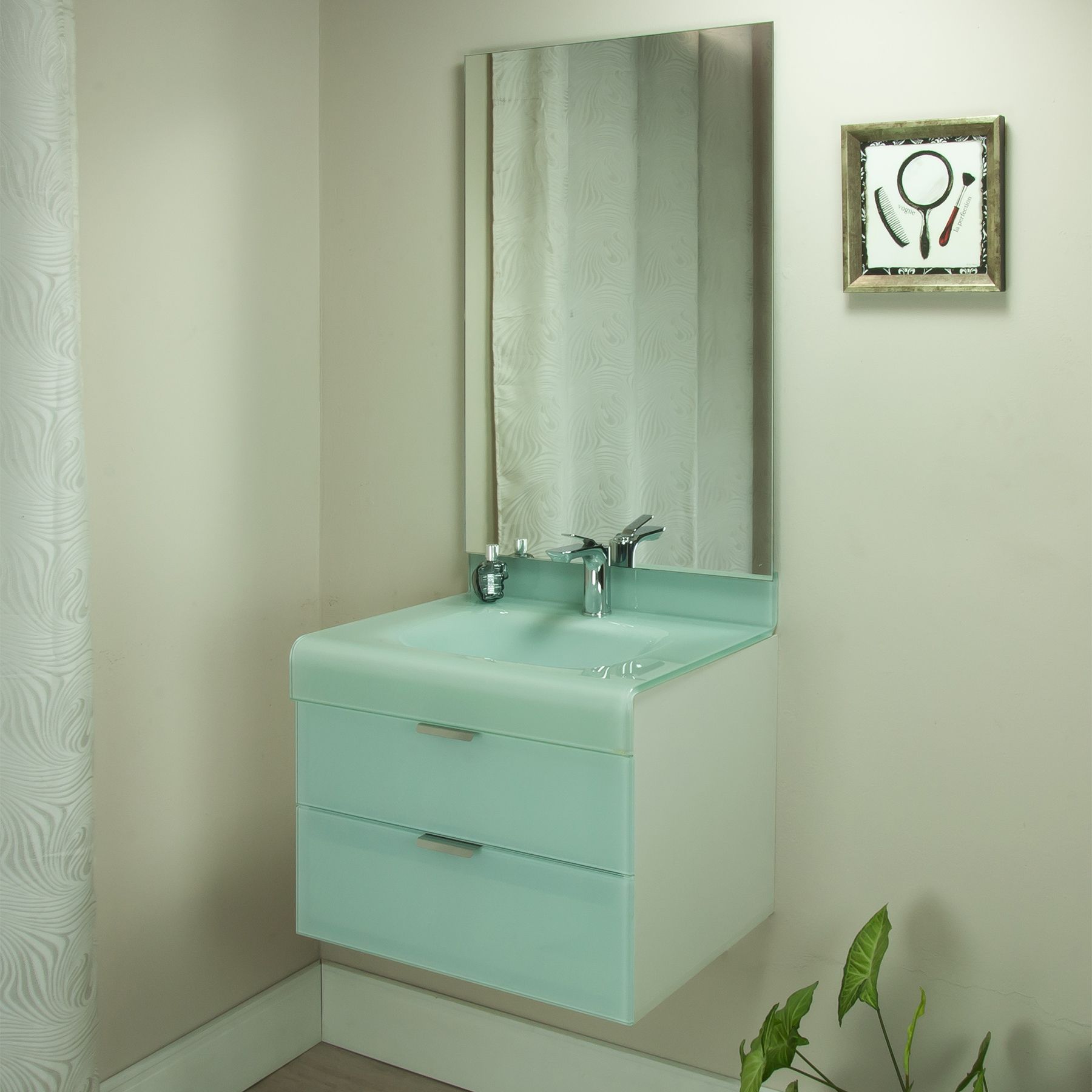 Gabinete para Banheiro Adrien 60 53x60x46cm Branco e Branco Esverdeado Bergan