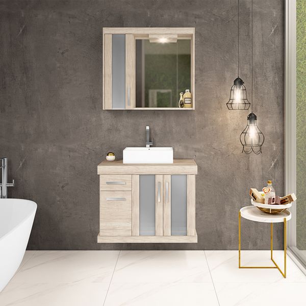 Gabinete para Banheiro Atacama 61x80x40cm Mezzo Blanco Darabas Agardi