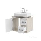 Gabinete para banheiro Centauri 56,5x59,5cm com tampo de vidro e cuba de sobrepor branco Cerocha