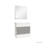 Gabinete para banheiro Club 60cm com lavatório e espelheira mosaico Bumi