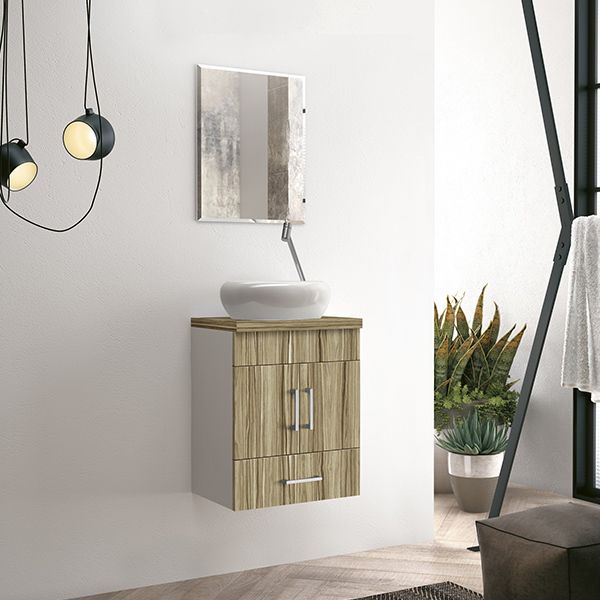 Gabinete para Banheiro com Espelho Compass 56x44x33cm Bali e Branco Astral Design