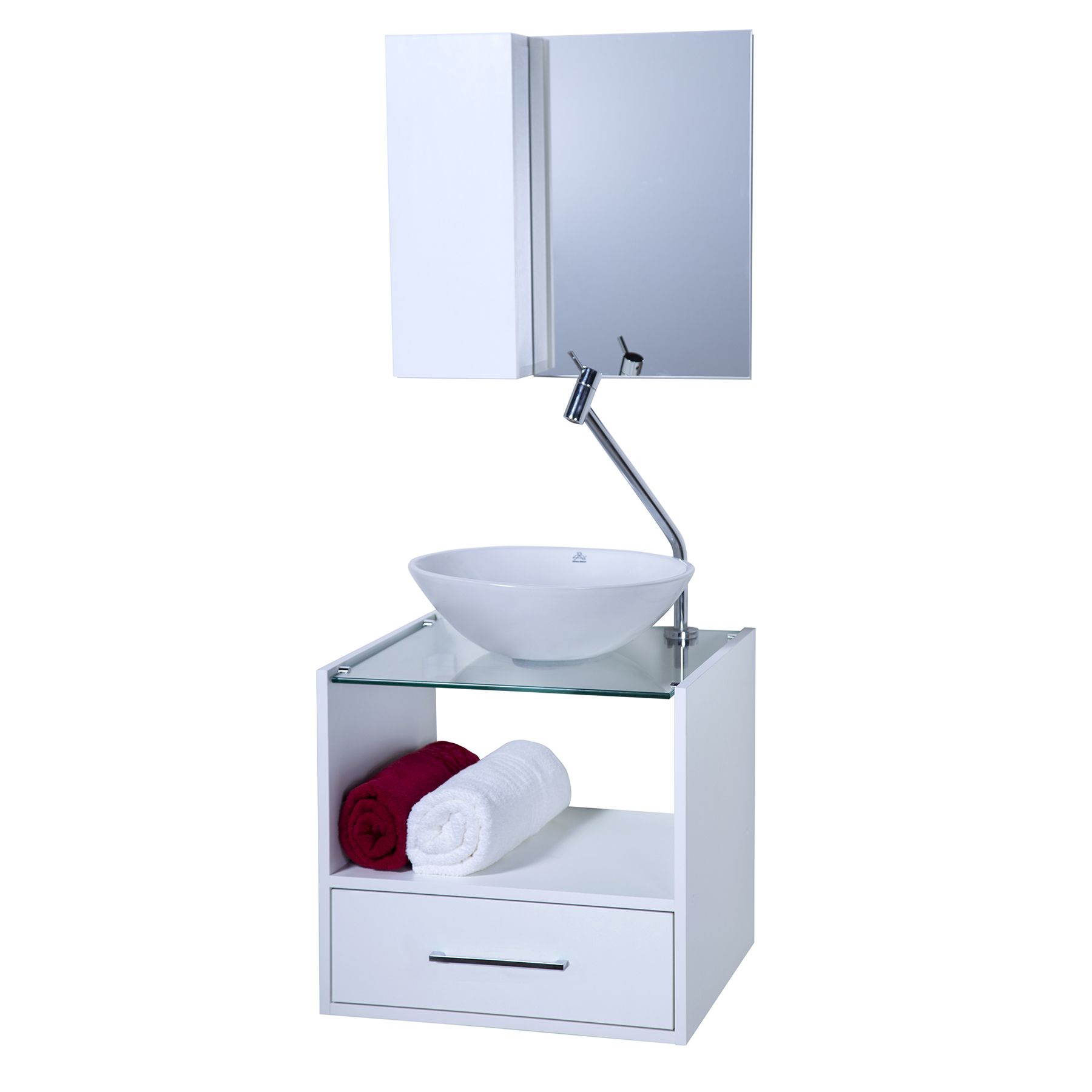 Gabinete para Banheiro com Espelho Space 50 45x50x45cm Branco Astral Design