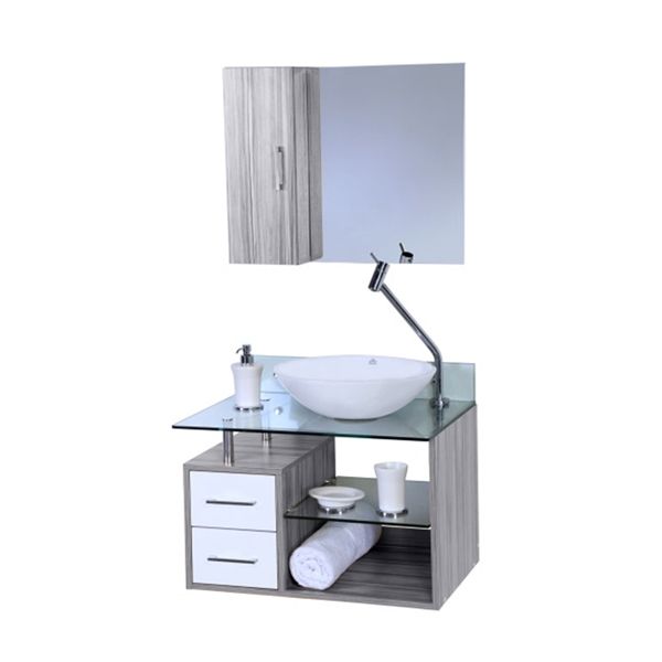 Gabinete para Banheiro Fiesta 52x63x45cm Barrique e Branco Astral Design