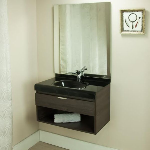 Gabinete para Banheiro Lille 70 48x70x40cm Cinza Escuro e Preto Bergan