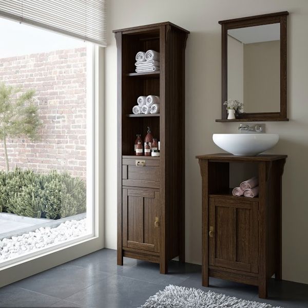 Gabinete para Banheiro Mission 85x53x42cm Nogueira Mão 
