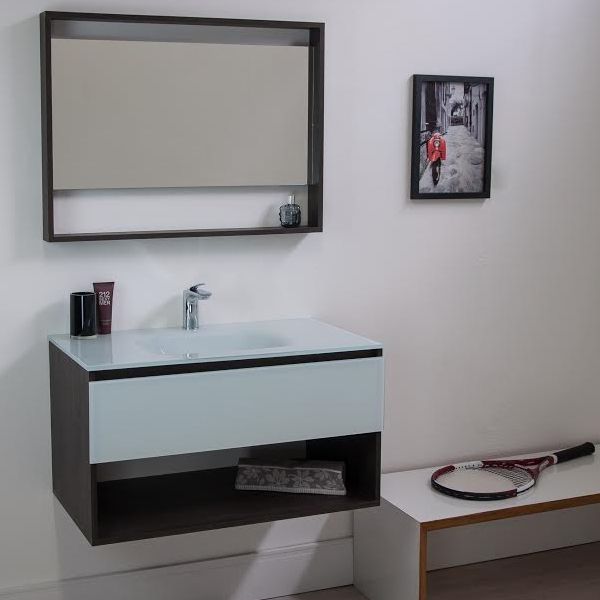 Gabinete para Banheiro Morrice 60 44,5x60x44cm Cinza Escuro e Branco Bergan