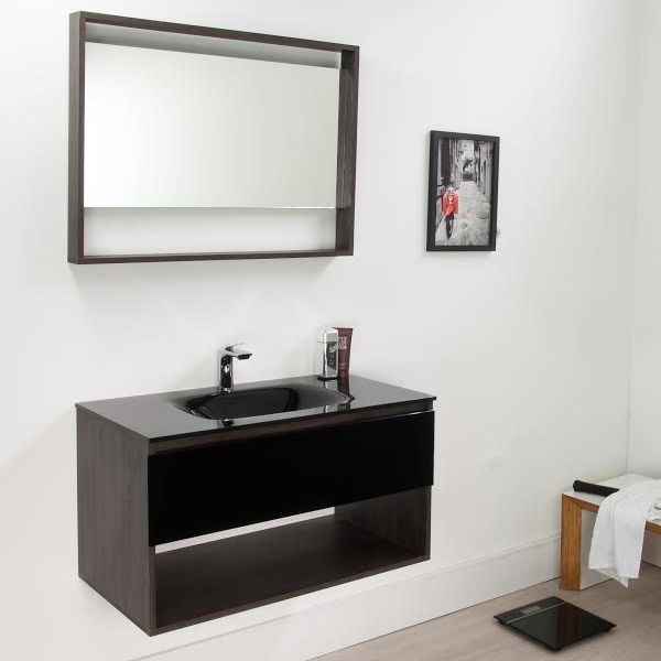 Gabinete para Banheiro Morrice 80 44,5x80x44cm Cinza Escuro e Preto Bergan