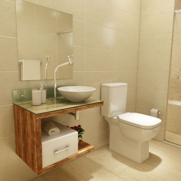 Gabinete para Banheiro Tritão 41x60x40cm Branco e Madeirado Vtec