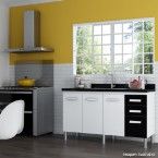 Gabinete para cozinha Kaitos 144x70cm preto cod. 1356 Cerocha