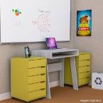 Gaveteiro de MDF 63x41x41cm com 5 gavetas 9237 amarelo Stalo