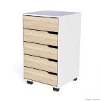 Gaveteiro de MDF 63x41x41cm com 5 gavetas branco e linheiro aqua Stalo