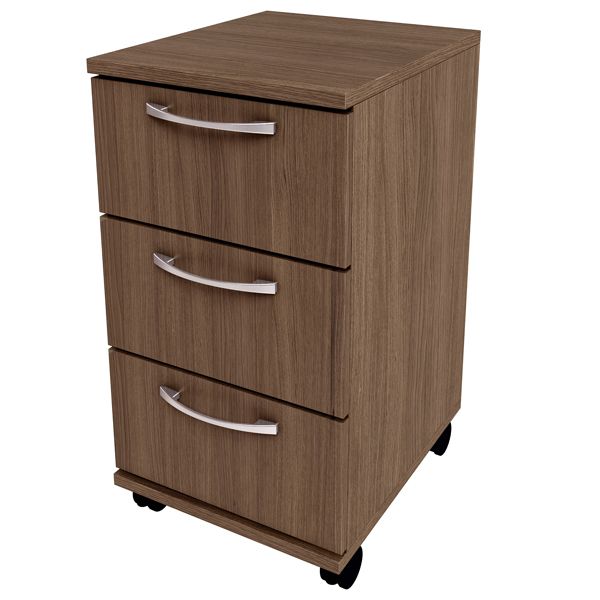 Gaveteiro Madeira Nogal 3 Gavetas 66x35x41cm com Rodas Spaceo