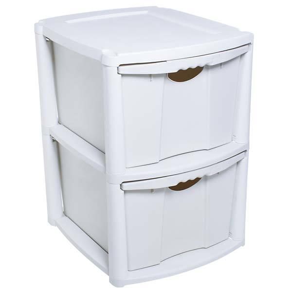 Gaveteiro Plástico Branco 2 Gavetas 66x45,5x54,5cm sem Rodas São Bernardo