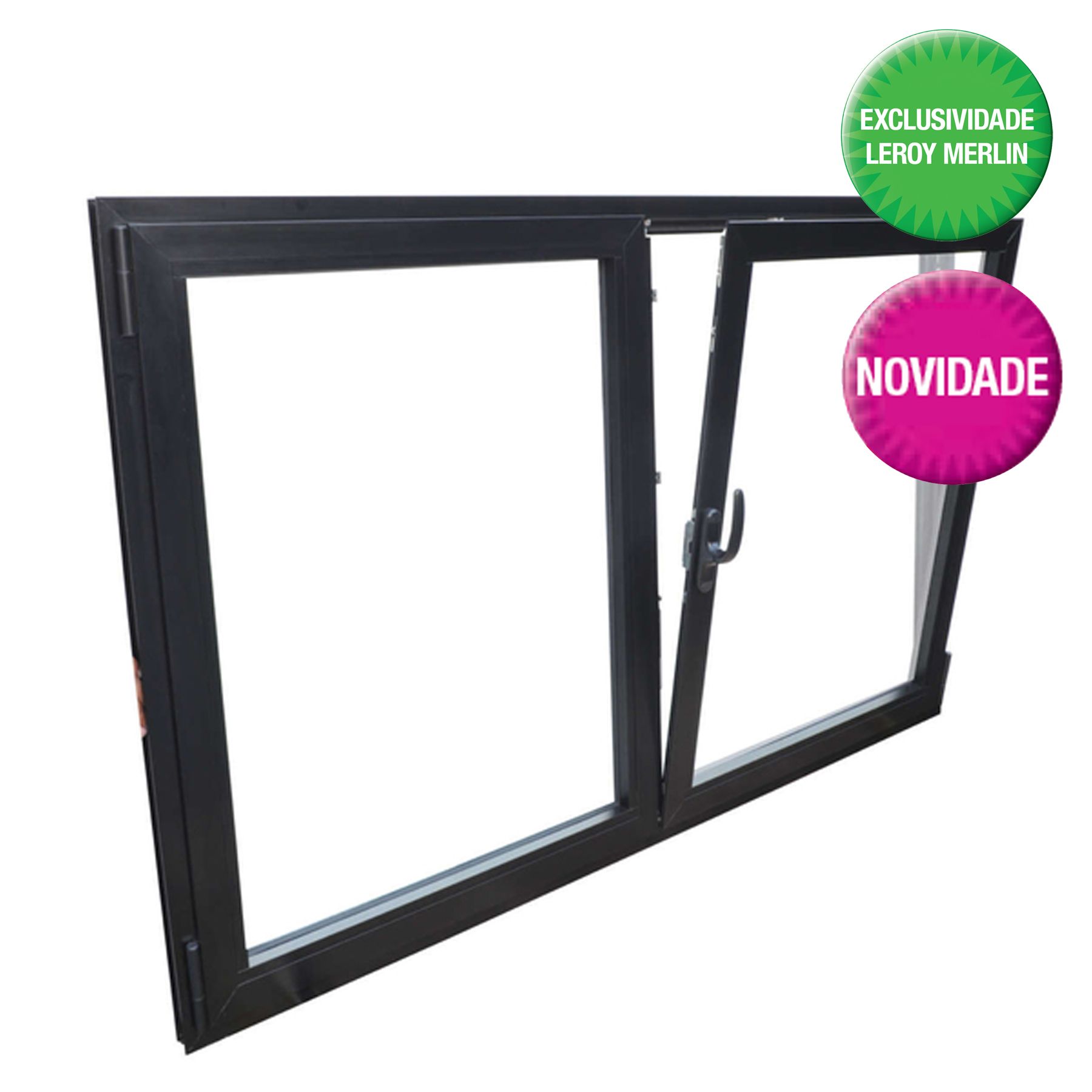 Janela Abre e Tomba Lisa de Alumínio Linha Veneza 1,00x1,50m 3A Alumínio