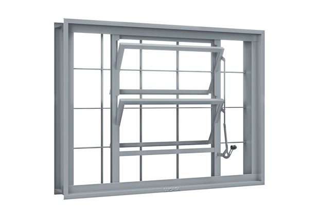 Janela Basculante com Grade Quadrada Premium 60x80cm Cinza