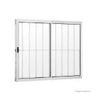 Janela de correr 2 folhas Prata 100x150cm com grade branca Ebel