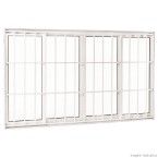 Janela de correr 4 folhas Aluminium 100x200x12cm com grade Sasazaki