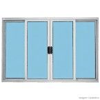 Janela de correr 4 folhas de alumínio Prata 100x120cm sem grade Ebel