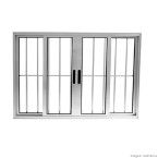 Janela de correr 4 folhas Ouro 100x200cm com grade e sem bandeira Ebel