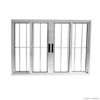 Janela de correr 4 folhas Ouro 120x200cm com grade e sem bandeira Ebel