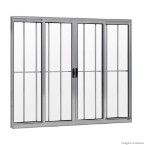 Janela de correr 4 folhas Prata 100x120cm com grade Ebel