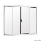 Janela de correr 4 folhas Prata 100x200cm bandeira com vidro liso Ebel