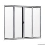 Janela de correr 4 folhas Prata 120x150cm sem grade Ebel