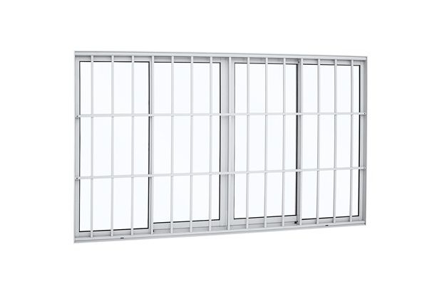 Janela de Correr Central com Grade Classic Alumifort 120,5x200,5cm Branca