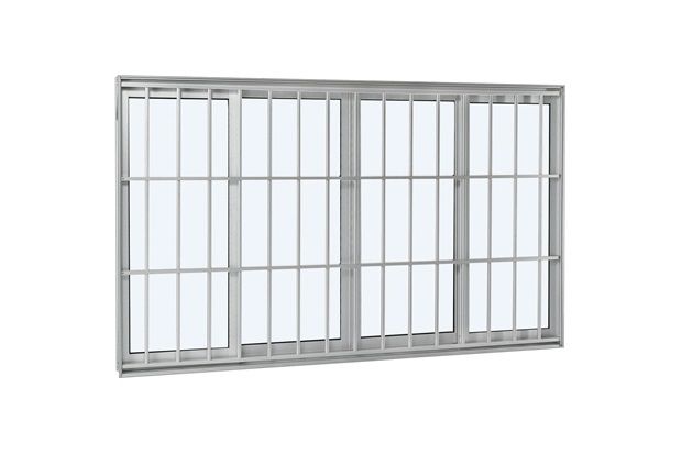 Janela de Correr Central com Grade Clássica Aluminium 120x200cm Branca