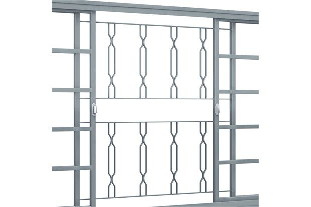 Janela de Correr Central com Grade Mosaico Cinza 100x150cm