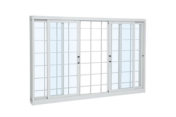 Janela de Correr Central com Grade Prátika 100x120cm Branca