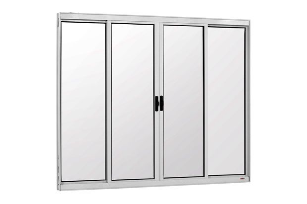 Janela de Correr em Alumínio 4 Folhas sem Grade E sem Bandeira Branca 100x150cm