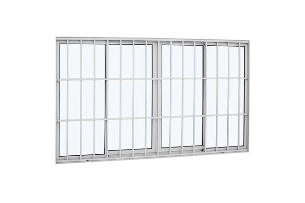 Janela de Correr em Alumínio Alfort com 4 Folhas E Grade Classic 100x150cm Branco
